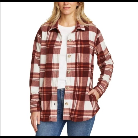 Eddie Bauer Tops - NEW Eddie Bauer Plaid Microfleece Button-up Shirt XL